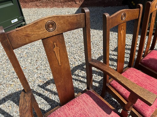 Six oak dining - , chairs