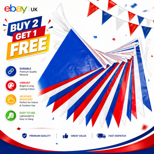 Bunting flags multicolour 10m - bunting,