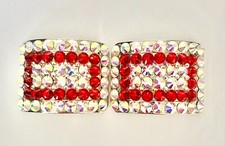 Irish Dance Heavy Shoe Buckles Sale! Crystal ab and Red