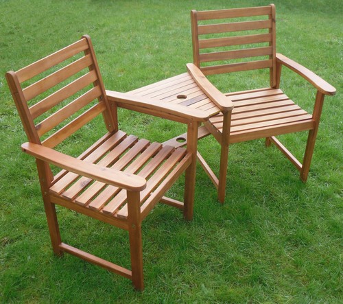 Wood garden bench table - garden,