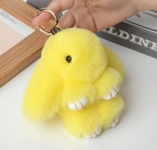 Adorable Fur Fluffy Bunny Rabbit Plush Toy Keyring Bag Charm Pendant Keychain