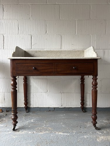 19thc mahogany and carrara - mahogany,