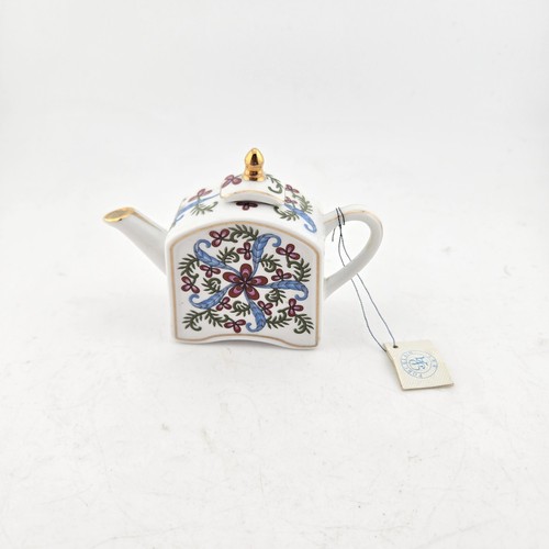 Mini porcelain teapot ornament - teapot,