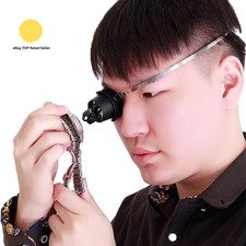 15X Head Mount Magnifier, Hands Free Magnifying Glass with LED Light Magnifying