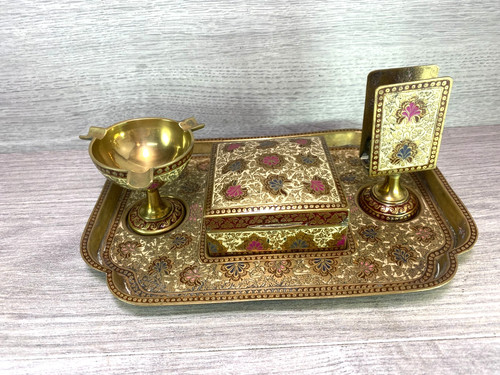 Antique indian enameled brass - indian,