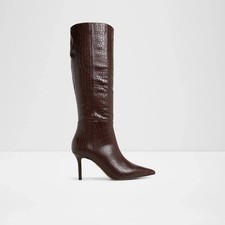 ALDO Saphiria Crocodile Leather Knee-High Boots Dark Brown Size 4.5