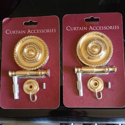 Pair solid brass curtain - brass,