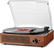 Vinyl Record Player Built In Stereo Speakers Belt Driven 3 Speed Turntable 78RPM