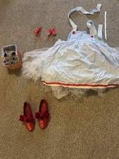 Complete Dorothy Wizard Of Oz Costume age 8-10 Shoes Size 1 - See Pics For Size