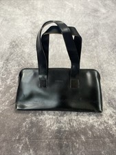 Vintage Furla Black Leather Shoulder Bag Handbag Made In Italy Purse