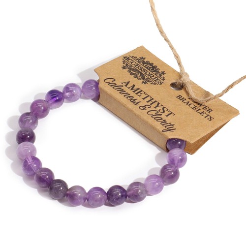 Amethyst gemstone bracelet 8mm - amethyst,