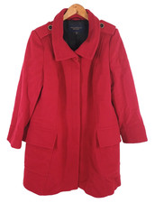 Paul Costelloe Dressage Overcoat Womens UK 16 EU 44 Red Wool Blend Button Up