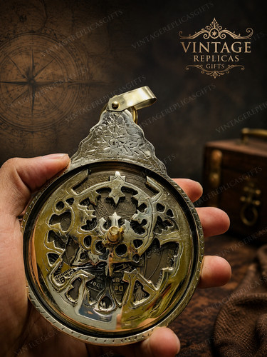 Intage antique brass astrolabe - brass,