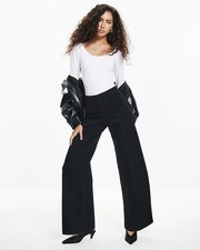 River Island Womens Black Wide Jeans 12 Regular