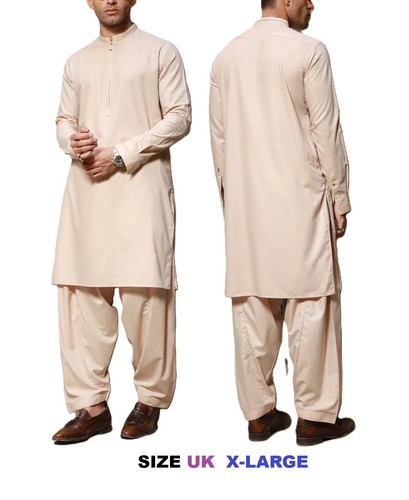 Men beige shalwar kameez 2 - kameez,