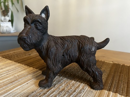 Vintage cast iron dog statue - vintage,