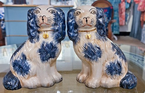 Pair blue white hand - blue,, painted