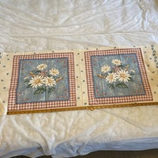 fabric Panel approximately 17”x45” Quilt cushions daisies cotton pink. Unused 
