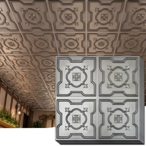 Embellished ceiling tiles - , aged