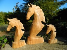 Wooden Horse Head Carving - Hand Carved Horses Heads Assorted Sizes