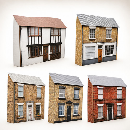 Gauge low relief houses - oo,