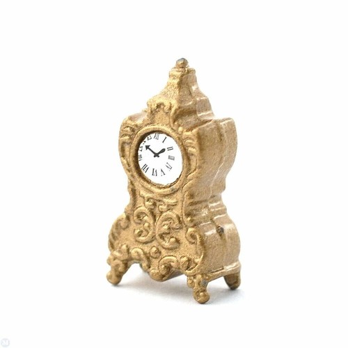 Gold mantel clock dolls - dolls, house