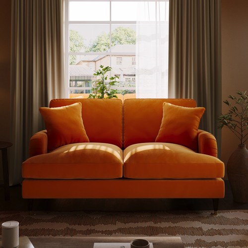 Orange velvet sofa seater - orange,