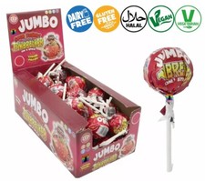 Zed Candy SOUR CHERRY FLAVOUR JUMBO JAWBREAKERS ON A STICK VEGAN Sweets Gum X 40
