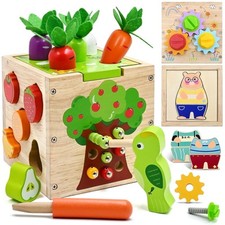 Baby Early Development Activity Games Wooden Cube Toys for 18+ Months