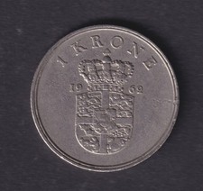 DENMARK - 1962 1 Krone Coin
