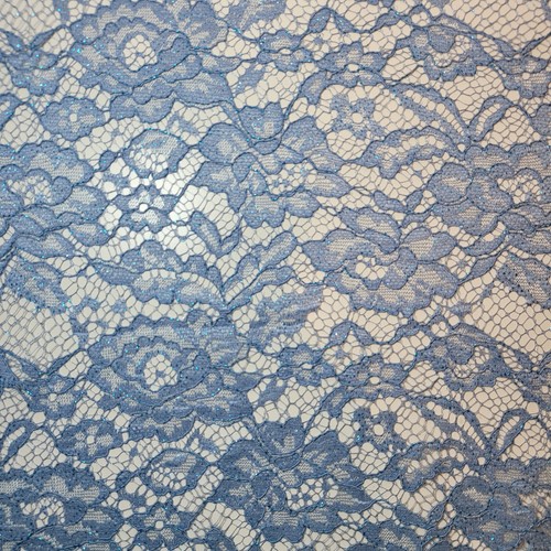 Ice blue floral lace fabric - blue,