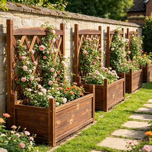 Tall wood planter box - planter,