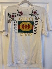 GUCCI white With Floral Pattern T-shirt Size M