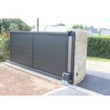 CUSTOM SIZE COMPOSITE SLIDING GATE, MANUAL OR ELECTRIC, OPTIONAL INSTALLATION.