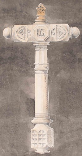 Scepter cross carved ornament - carved,