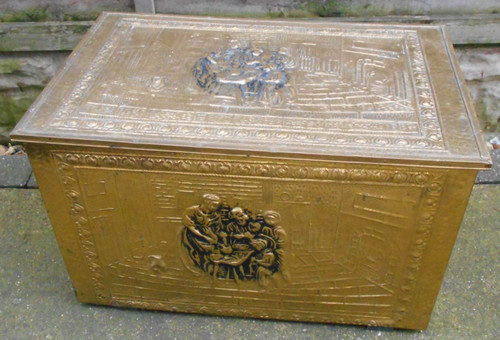 Vintage large brass coal - large, log