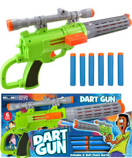 Toy Dart Gun Green Foam Shooter with Soft Darts for Kids