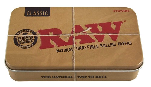 Raw metal tobacco smokers tin - raw,