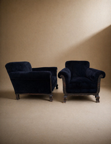Pair art deco velvet - of,