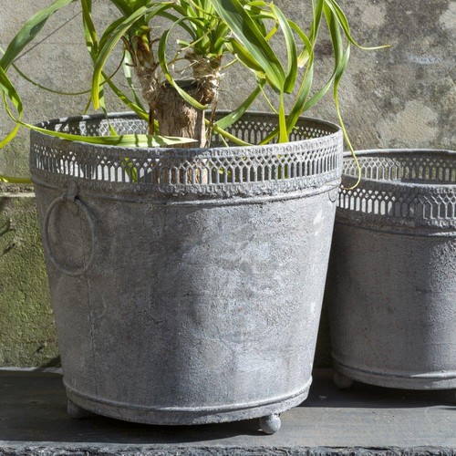 Tall ornate zinc planter - zinc, with