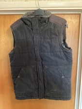 Men’s Small Fat Face Body Warmer Gilet Black Padded Zip Up Poppers Pockets