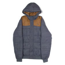 KANGOL Mens Puffer Jacket Blue Hooded Colourblock M