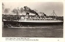 R.M.S. Queen Mary Cunard White Star Line RPPC Postcard