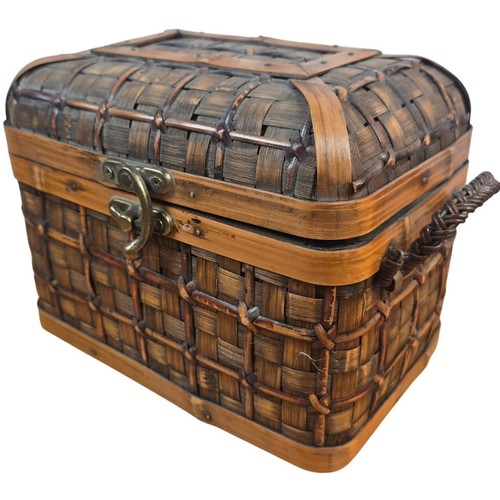 Wooden wicker chest trunk box - wooden,
