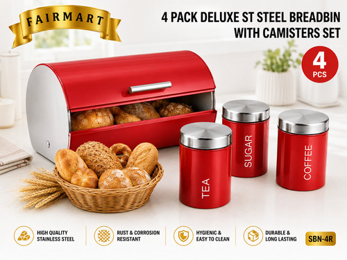 4pcs red stainless - 4pcs, bread