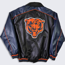 Chicago Bears NFL Football Leather Bomber Jacket - Carl Banks G-III - Football