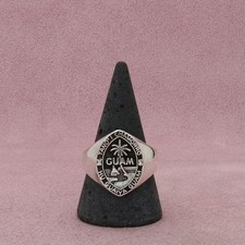 sterling silver mens vintage great seal of guam signet ring size 11.5