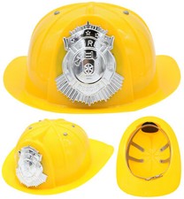 FIREMAN HAT YELLOW PLASTIC HELMET FANCY DRESS COSTUME FIREFIGHTER CHILDS ADULTS