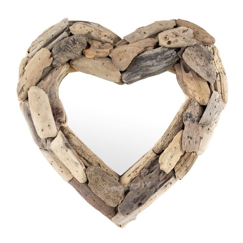 Wall mirror heart driftwood - mirror,