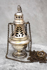 Antique Church Censer, Thurible, European Made, Triple Chain (CU388) chalice co.